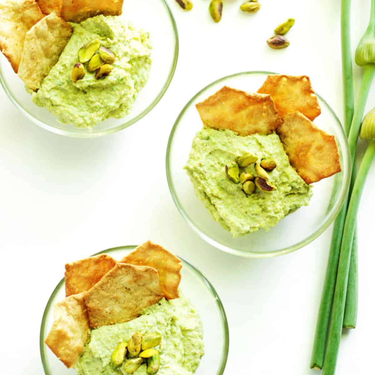 A healthy, creamy, garlicky dip that can be made in less than 5 minutes! Perfect for snacking with crackers, chips, or raw veggies.