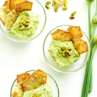 5 Minute Green Garlic Dip - A healthy, creamy, garlicky dip that can be made in less than 5 minutes! Perfect for snacking with crackers, chips, or raw veggies. | passmesometasty.com