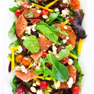 Green Salad with Grapefruit and Red & Golden Beets + Balsamic Dressing - A super healthy and gorgeously delicious salad that is quick and easy to prepare! | passmesometasty.com