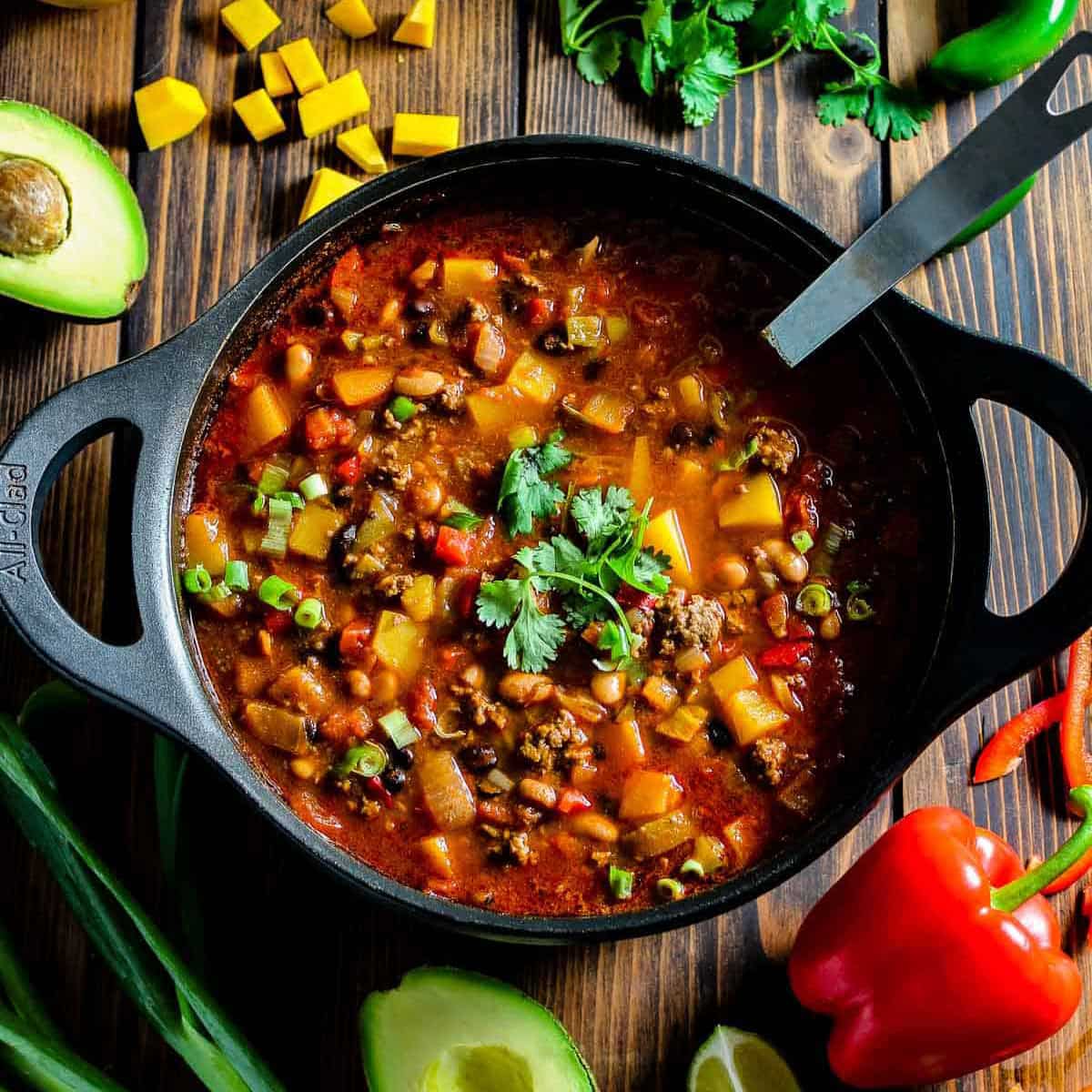A big pot of chili.