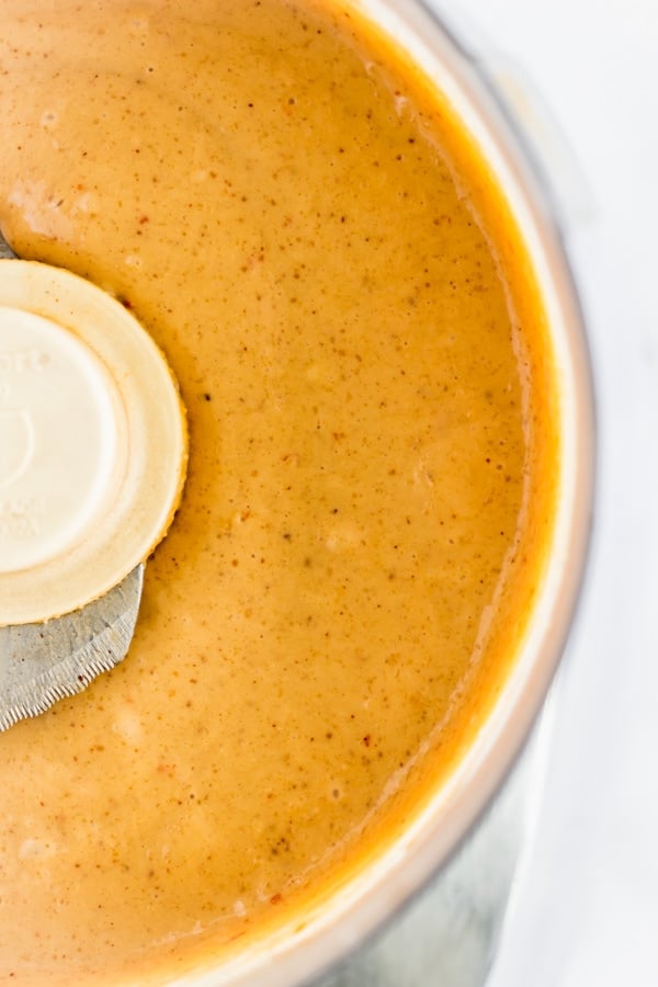 A close-up view of creamy 5-Minute Peanut Sauce.