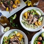 Pineapple Pulled Pork with Cauliflower “Rice” + Guacamole - Pork shoulder slow cooked with fresh pineapple, bacon, garlic, and apple cider vinegar. Then served over cilantro lime cauliflower "rice" and topped with fresh guacamole. Gluten and Dairy Free. | passmesometasty.com