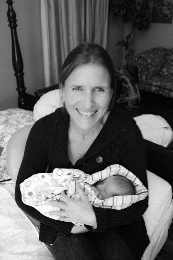 Shasta holding my second daughter when she was born.