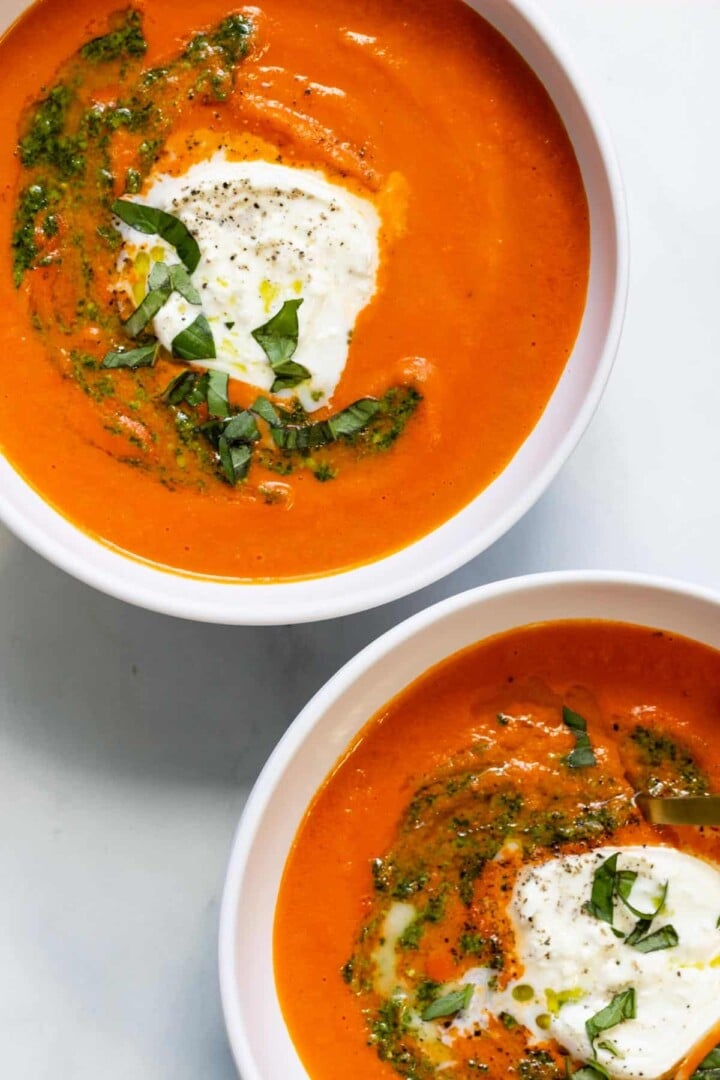 Roasted Red Pepper Tomato Basil Soup Pass Me Some Tasty