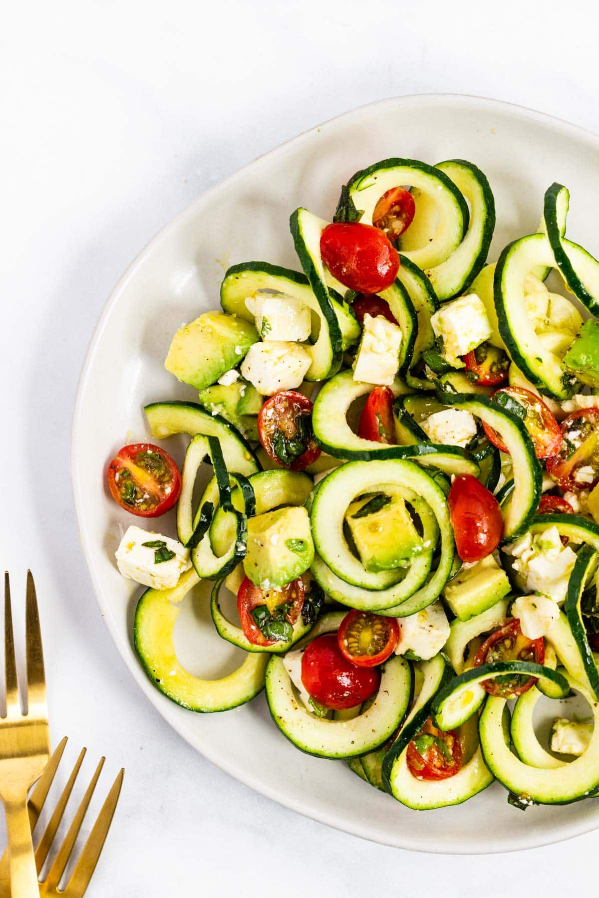 Tomato Avocado Zucchini Salad Pass Me Some Tasty