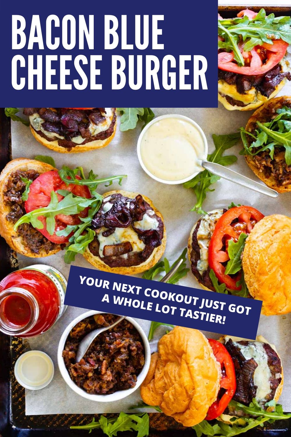 Bacon Blue Cheese Burger with Roasted Garlic Aioli Pass Me Some Tasty