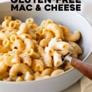 A bowl of homemade creamy gluten-free macaroni and cheese.